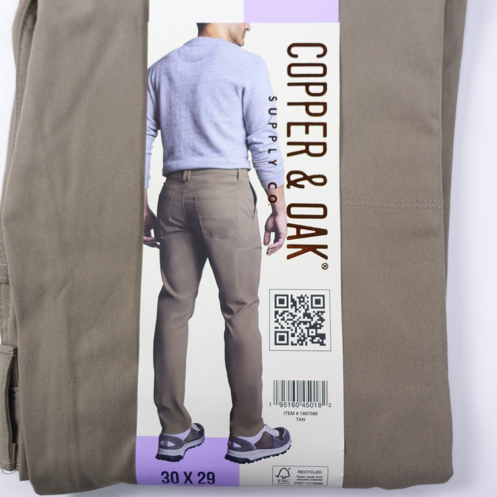 Copper and Oak Supply Co Utility Pants Men 30×29 Tan Straight Fit Tech