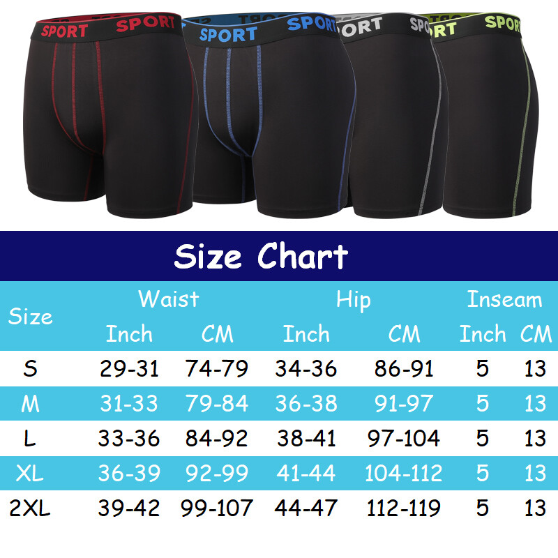 4 Pack Men Anti Chafing Underwear Boxer Briefs Moisture Wicking Lightweight Soft