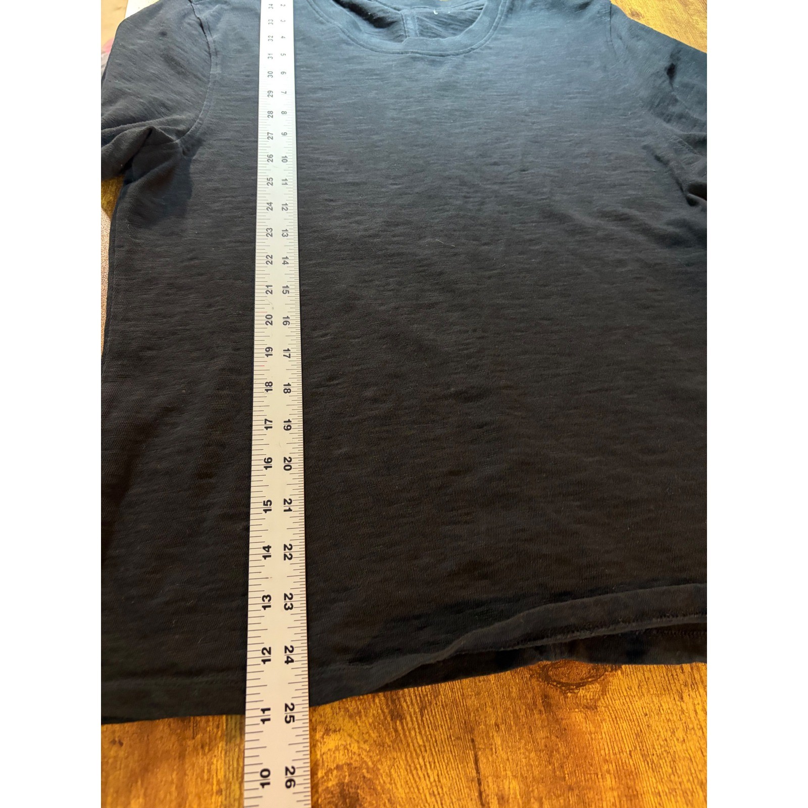 Quince Womens Black 100% Organic Cotton Slub Crewneck Tee Back Seam Large