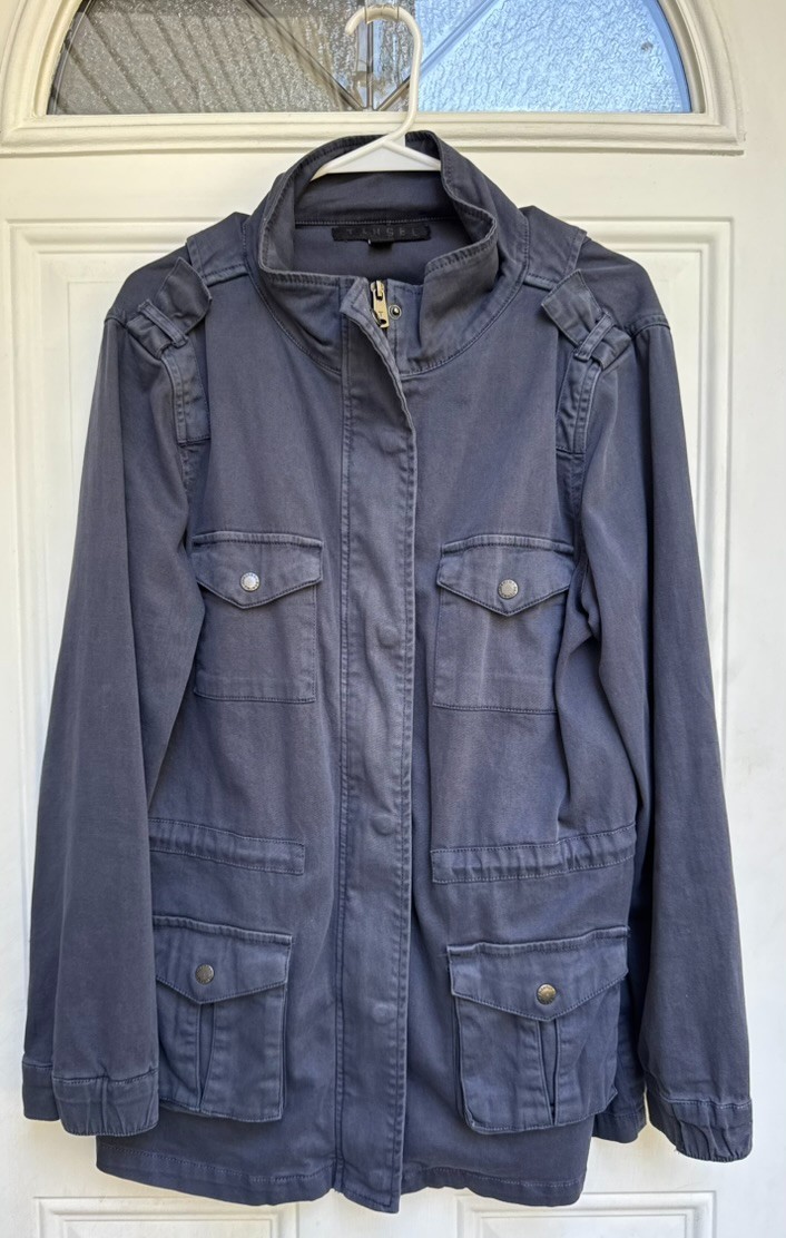 Tinsel Women’s Large Gray Utility Jacket 98% Cotton VGUC