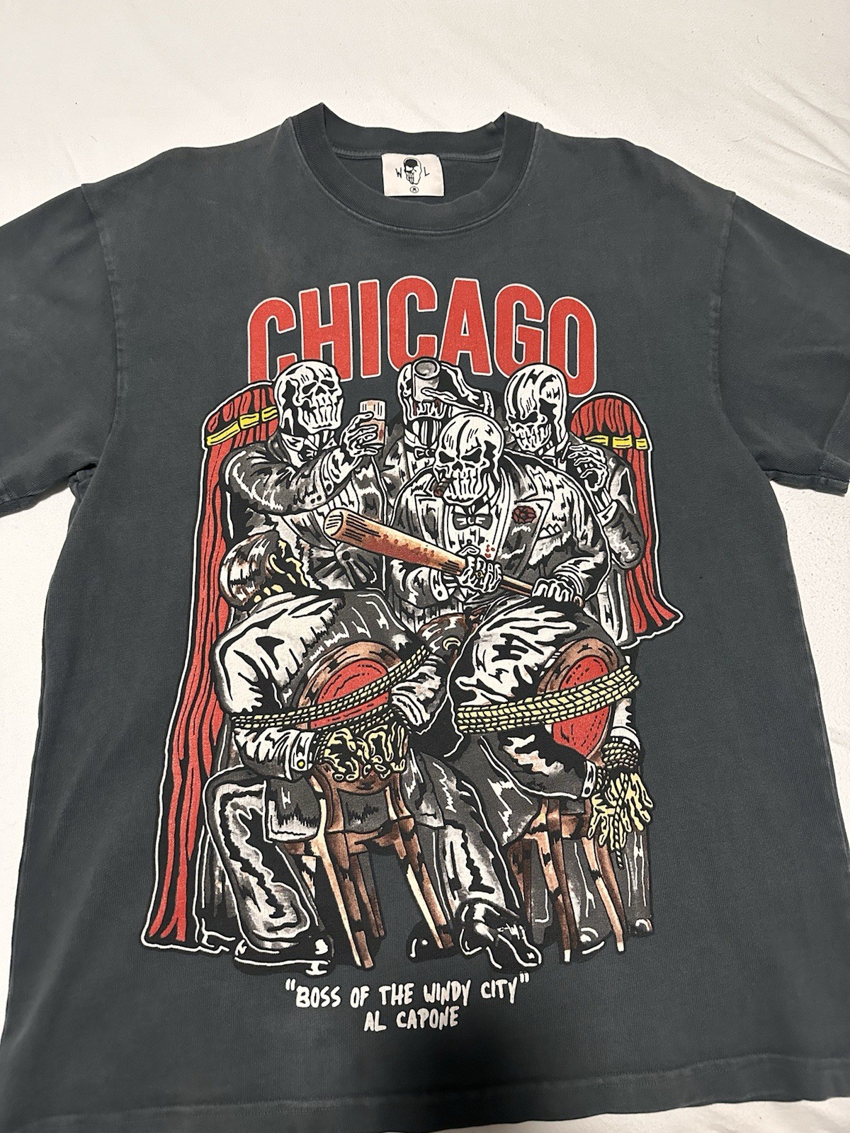 Warren Lotas Shirt Men M Black Boss Of The Windy City Al Capone Skeleton Graphic