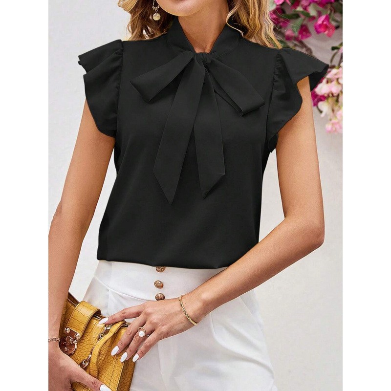 NEW European And American-style Elegant Blouse With A Bow Tie Sizes S-XXL