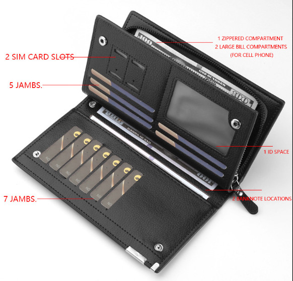 Mens RFID Blocking Long Wallet PU Leather Zipper Multi Card Holder Clutch