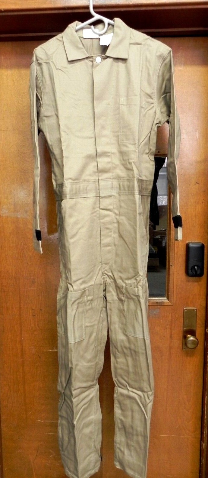 Khaki Cotton Coverall Hook & Loop Wrst/Ank, Button Closure C08720 ATK Logo HR