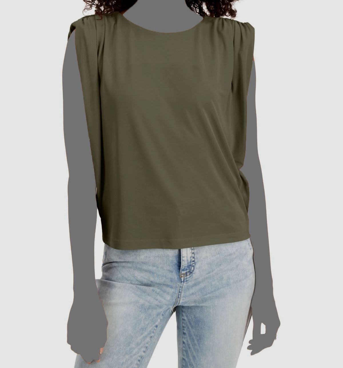 $49 Inc International Concepts Women’s Green Ruched Shoulder Top Size XS