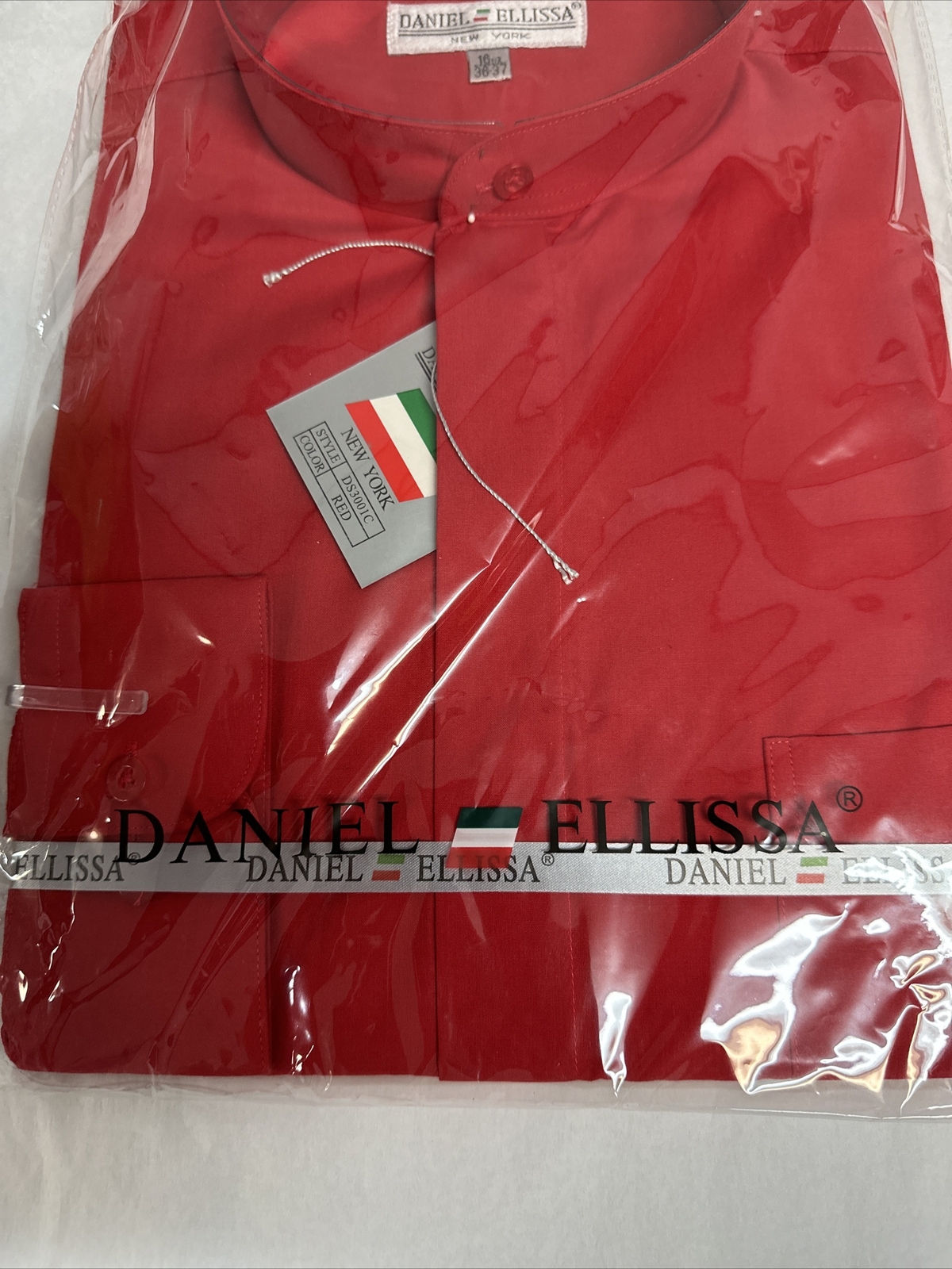 Daniel Ellissa Red Mandarin No Collar Collar Shirt DS3001C Men’s 16.5 (36/37)