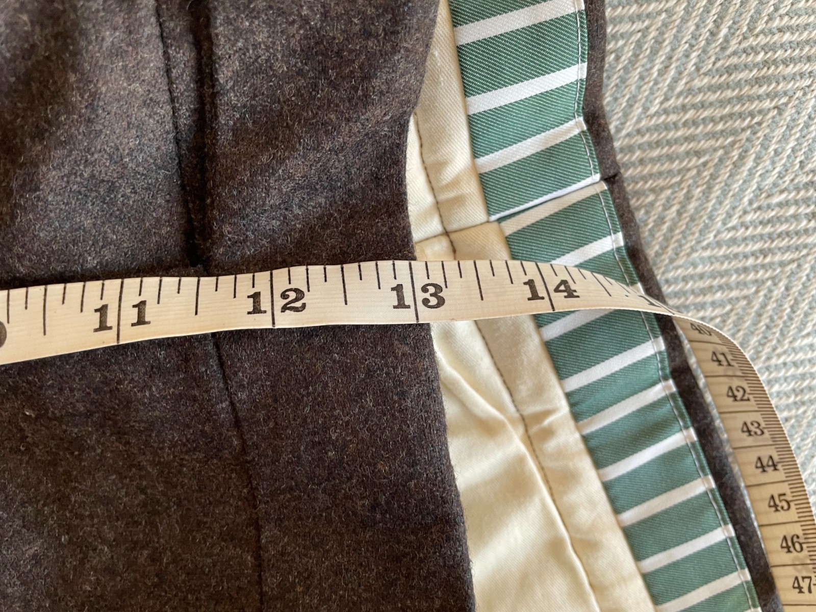 Natalino Brown Wool Flannel Pleated Trousers, Made in Italy, Size 54 (35×29)