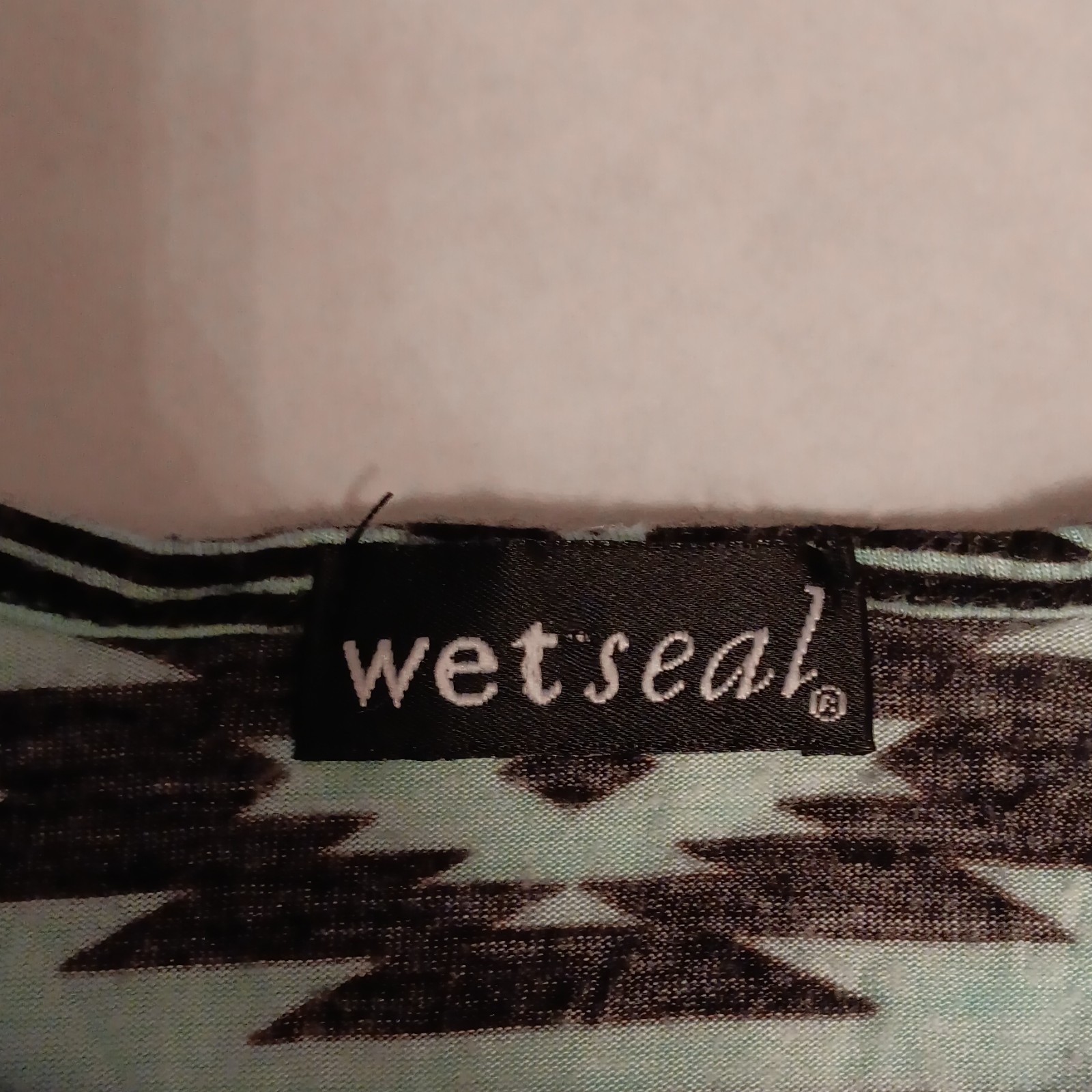 Wet Seal Black/ Mint Aztec Print Scoop Neck Sleeveless. Rayon Tank Top. XS
