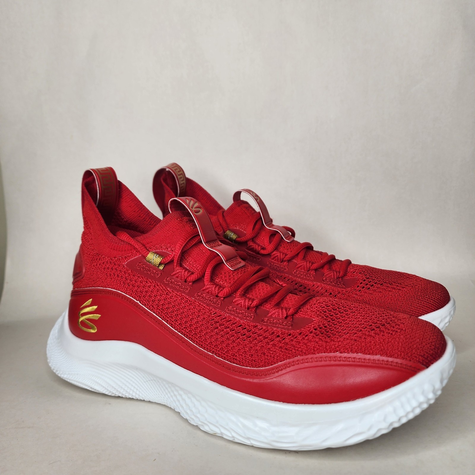 Under Armour Curry 8 Flow Red Gold Chinese New Year Mens 9.5 3024035-600
