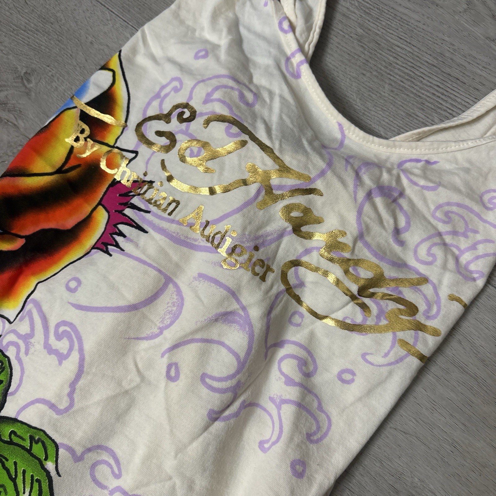 RARE Vintage Ed Hardy By Christian Audigier Babydoll Bow Adjustable Dress Top OS