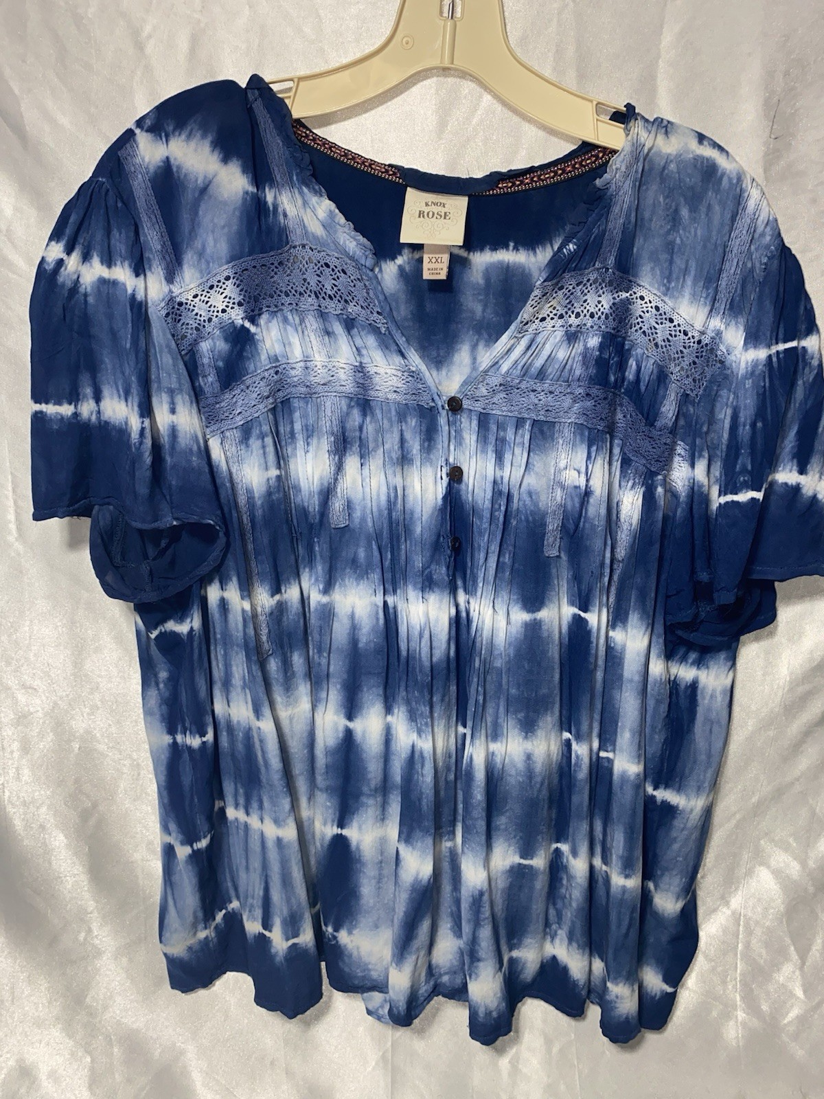 Knox Rose Tie Dye With Lace Blouse Women’s XXL