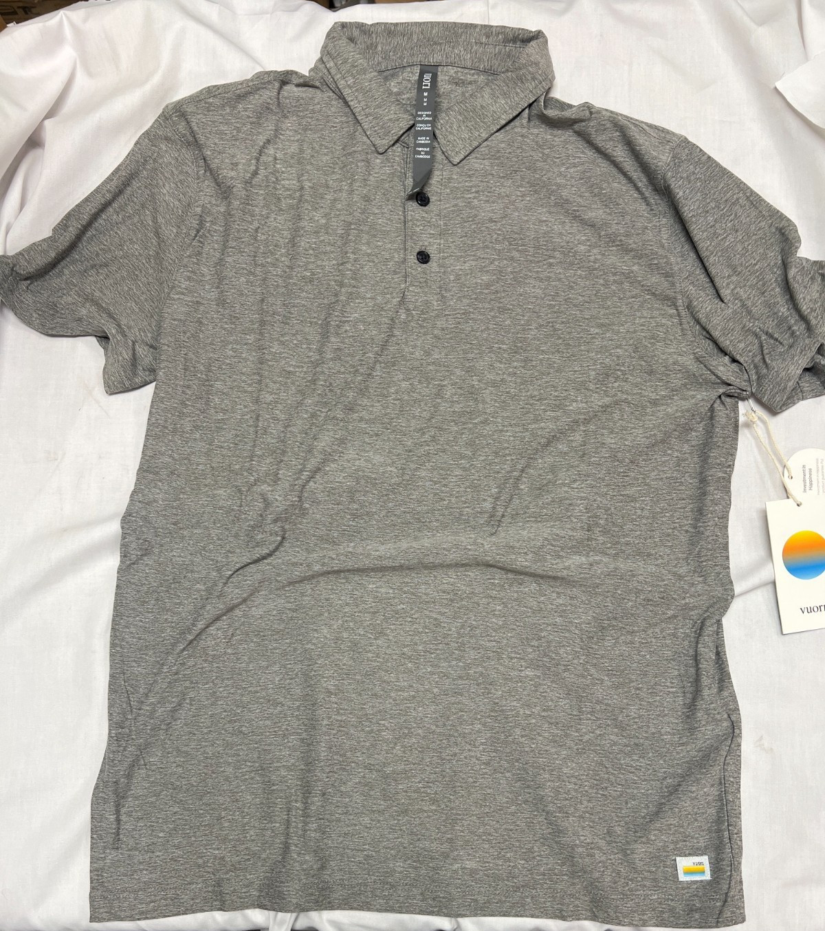 Vuori – Strato Tech Men’s Polo Grey size Medium