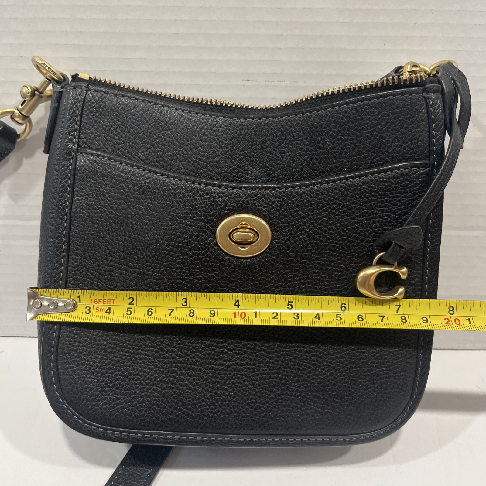 COACH Black Pebbled Leather Chaise 19 Small Crossbody Bag CC390