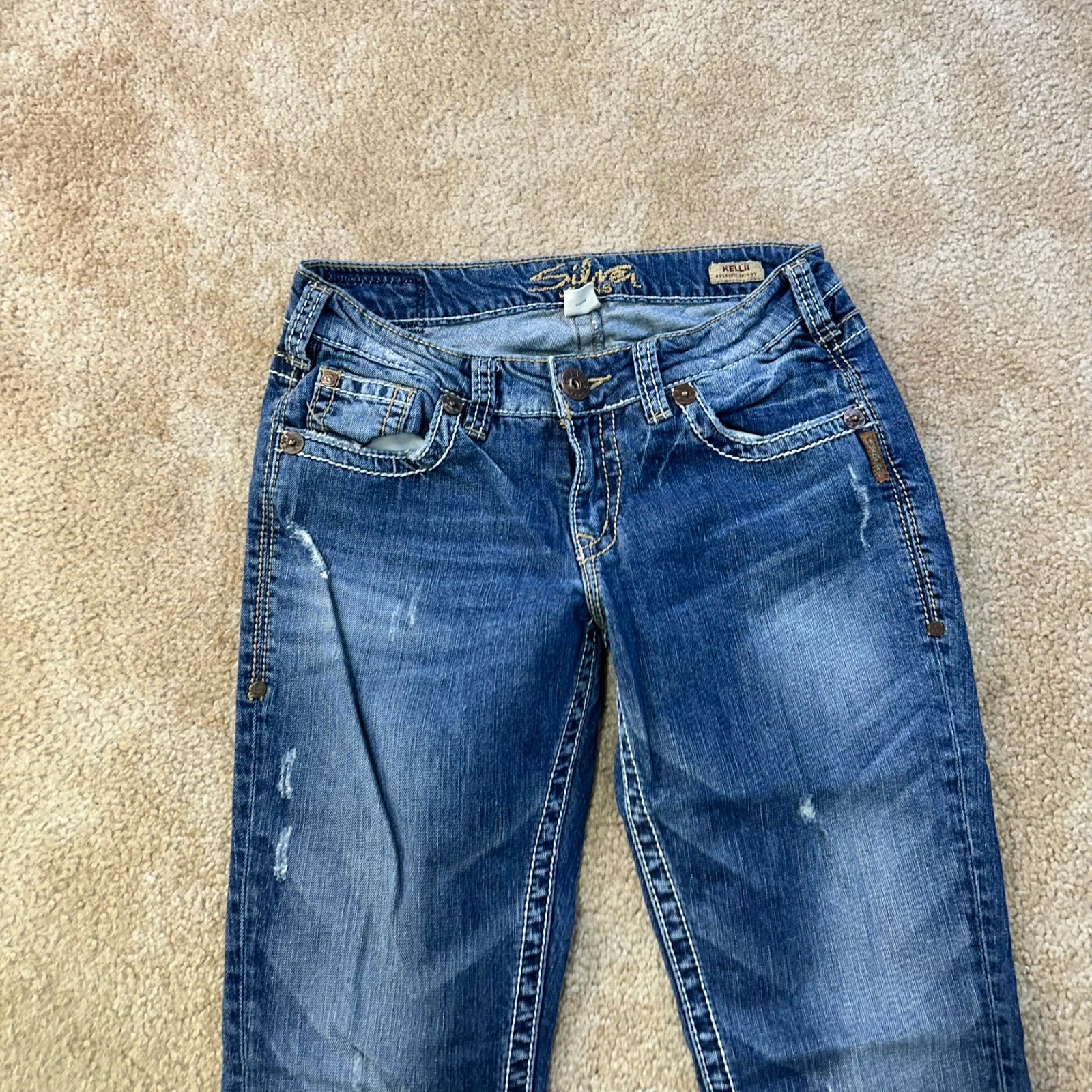 Silver Kelli Relaxed Skinny Jeans Women’s 27×31 Blue Stretch Denim