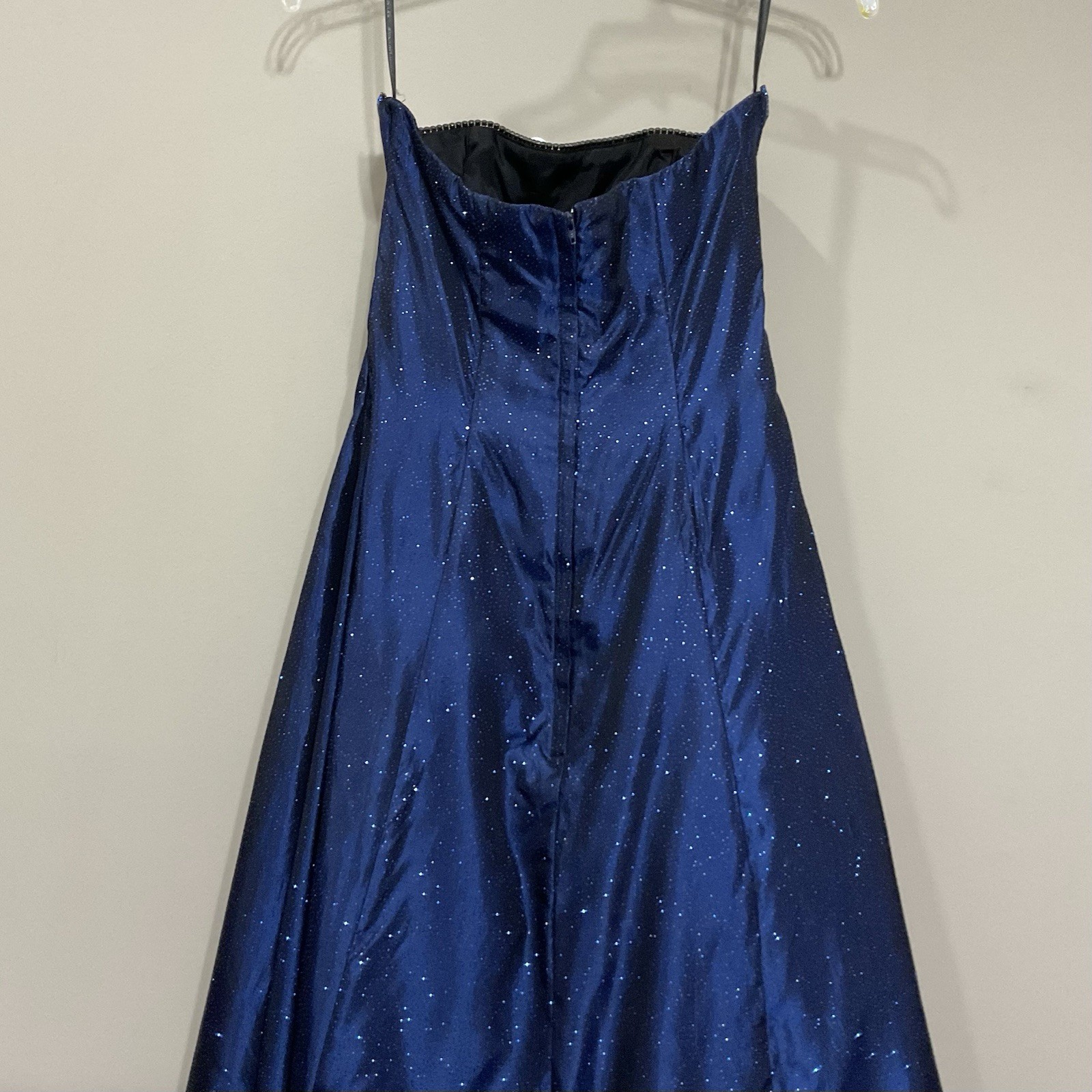 Scott McClintock Blue Glitter Strapless Formal Dress Gown Fit & Flare Maxi Sz 6