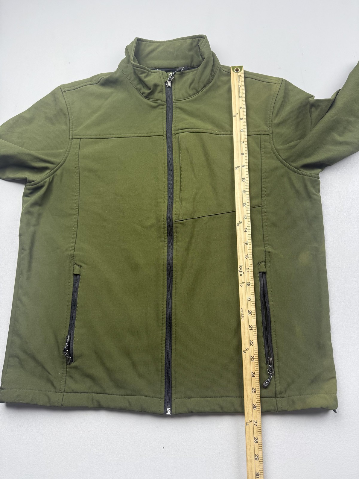 SwissTech Jacket Mens Large Green Softshell Full Zip Lined Outdoor Hiking