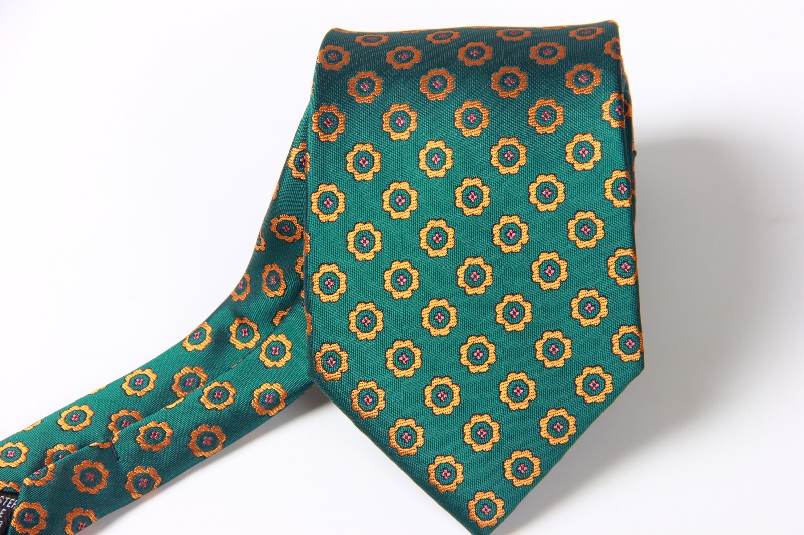 New Classic Polka Dot Green Gold JACQUARD WOVEN 100% Silk Men’s Necktie Tie
