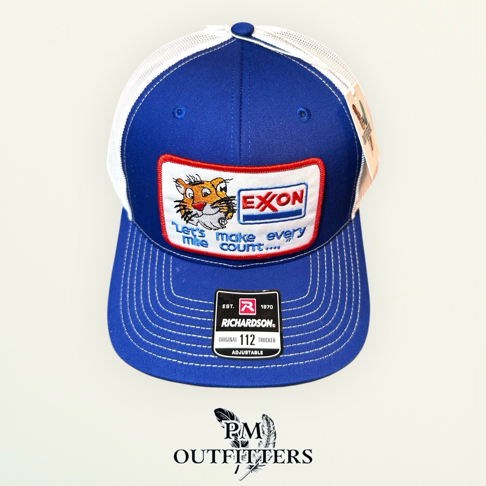 Exxon Tiger Let’s Make Every Mile Count Patch Hat Richardson 112 Royal White