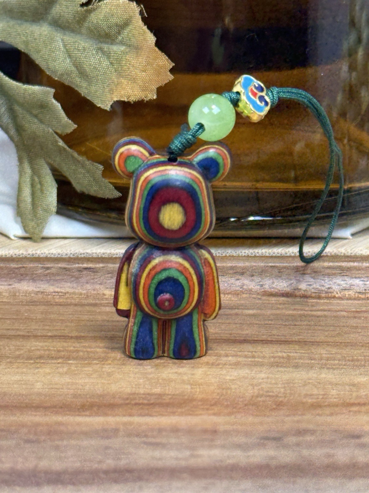 Rainbow Eucalyptus Bear Keychain 39.8/19.4MM Item A. Color Is All Natural.