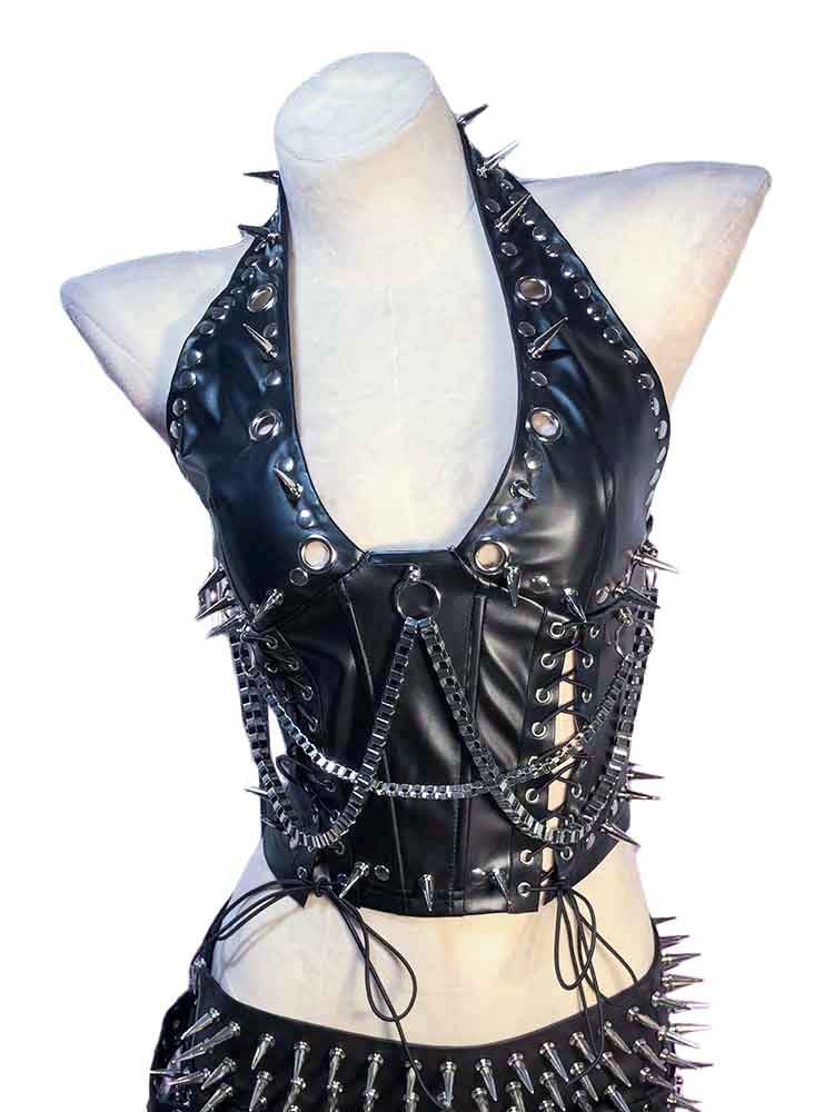 Goth Tops Y2K Ladies Gothic Tank Grunge Emo Clothing Spiked Punk Rock Clothes