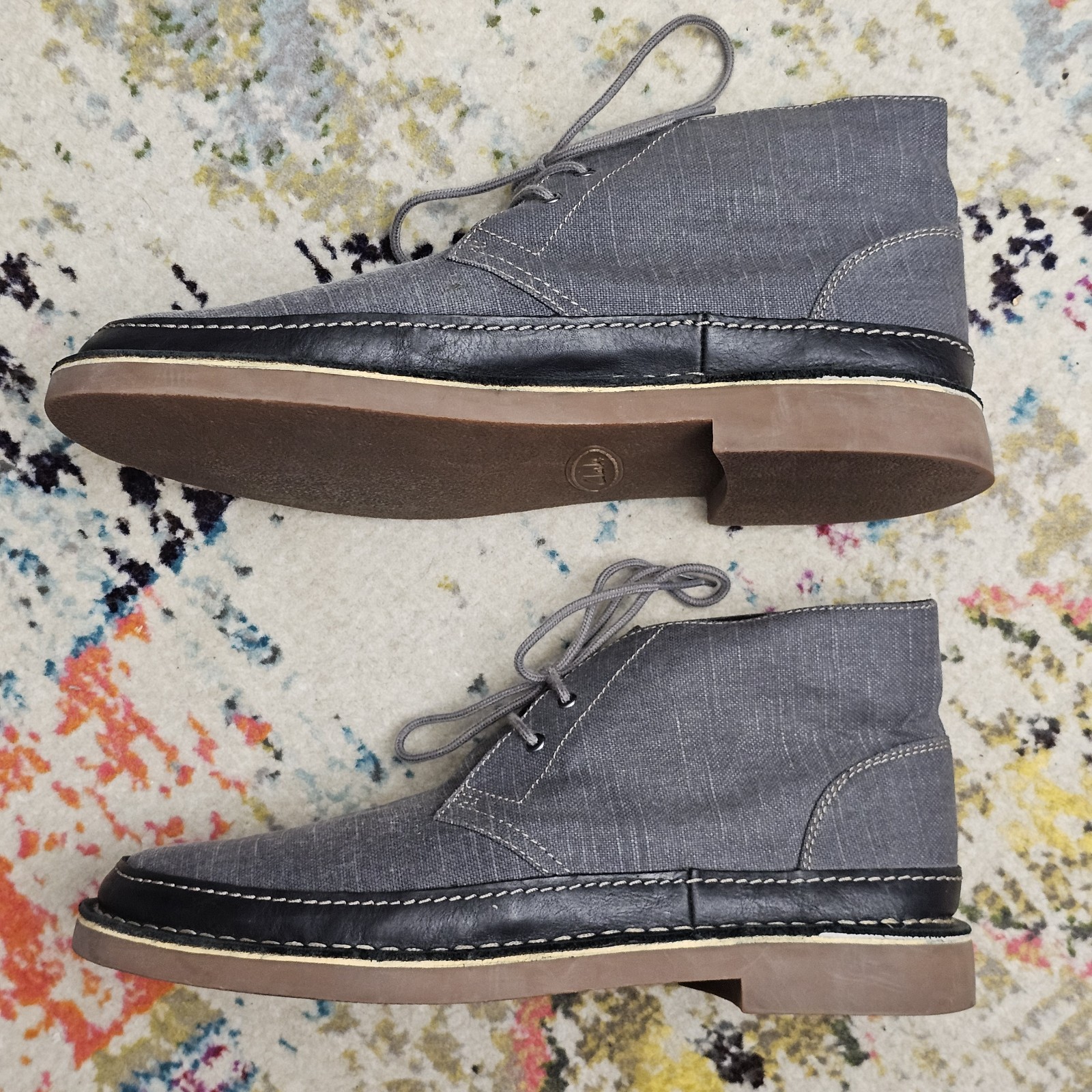 CLARKS Men’s Size 11.5 BUSHACRE RAND Chukka Ankle Boots Gray Lace Up Shoes