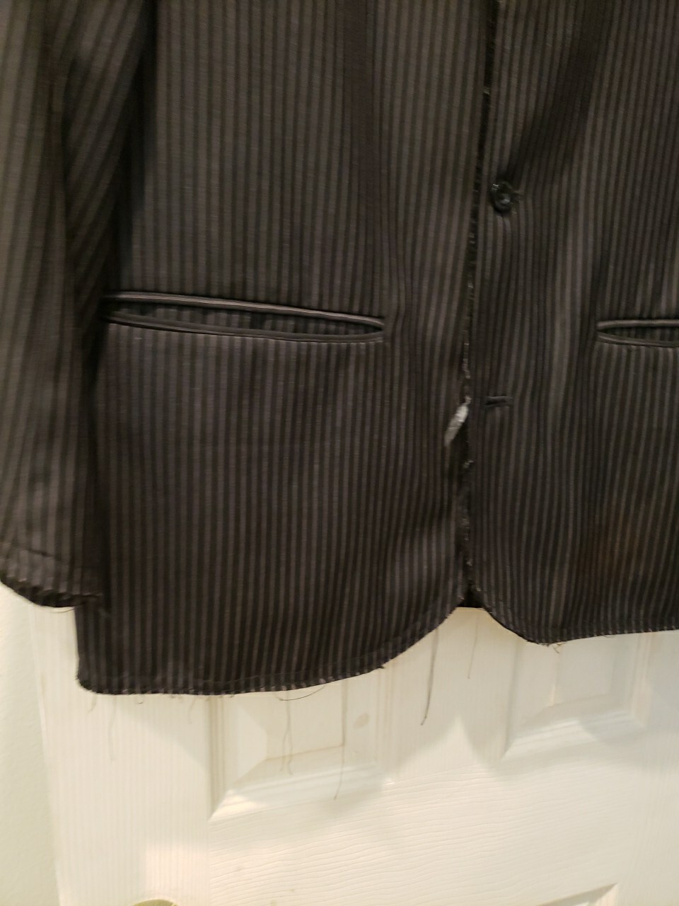 Hurley Edgy Distressed Sport Suit Jacket Button Up Black Stripe Goth Frayed L