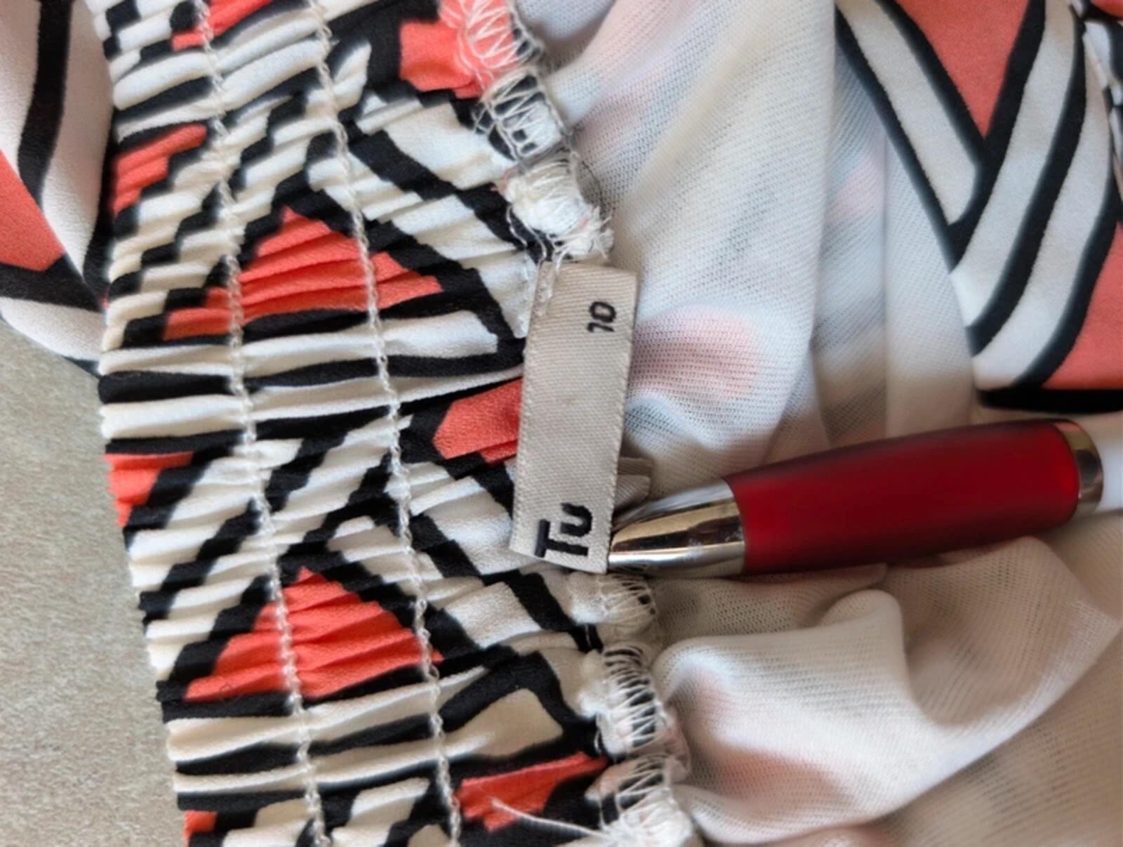 TU Geometric Print Skater Skirt Coral Black White Retro Y2K UK 10