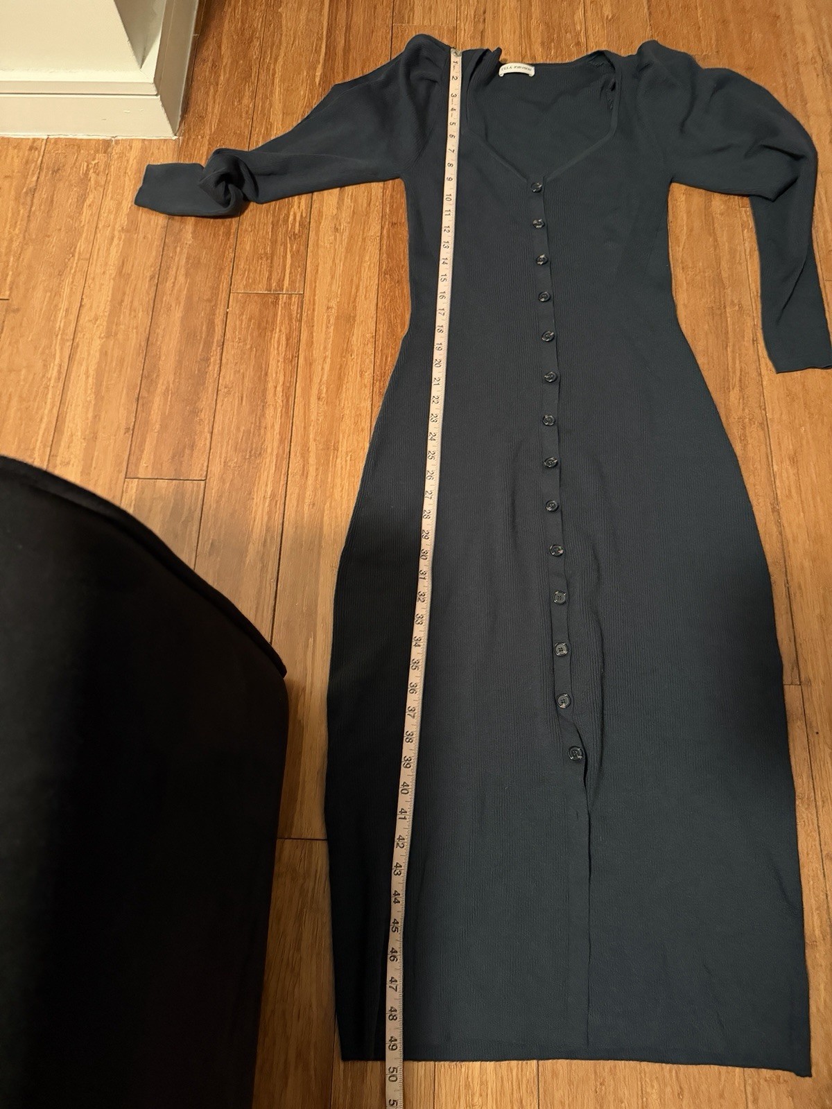 Ulla Johnson Morgan Dress Navy 100% Wool Size Large Long Sleeve Midi