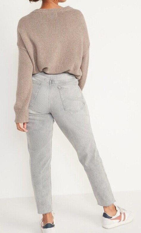 Old Navy Women’s High-Waisted Straight Leg Jeans Gray
