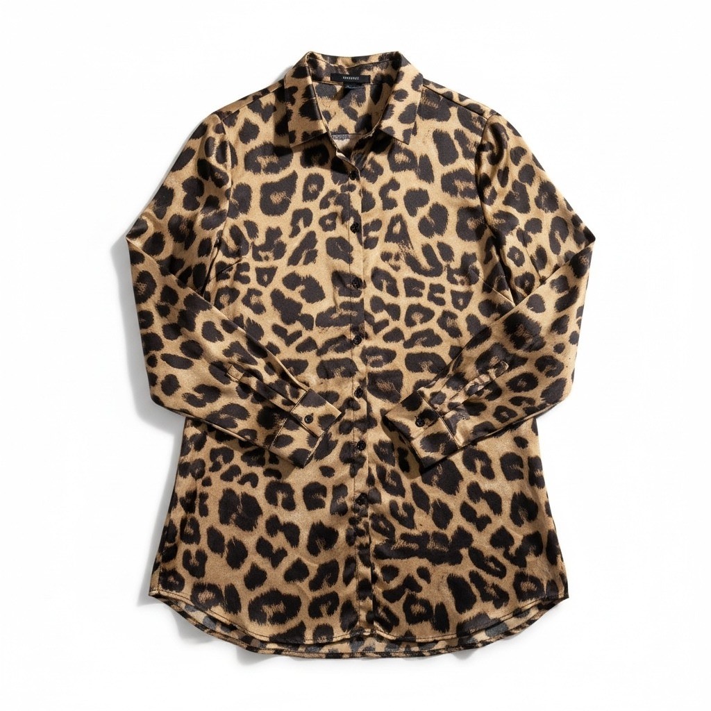 Forever 21 Leopard Print Button Down Shirt Dress Women’s Size Medium