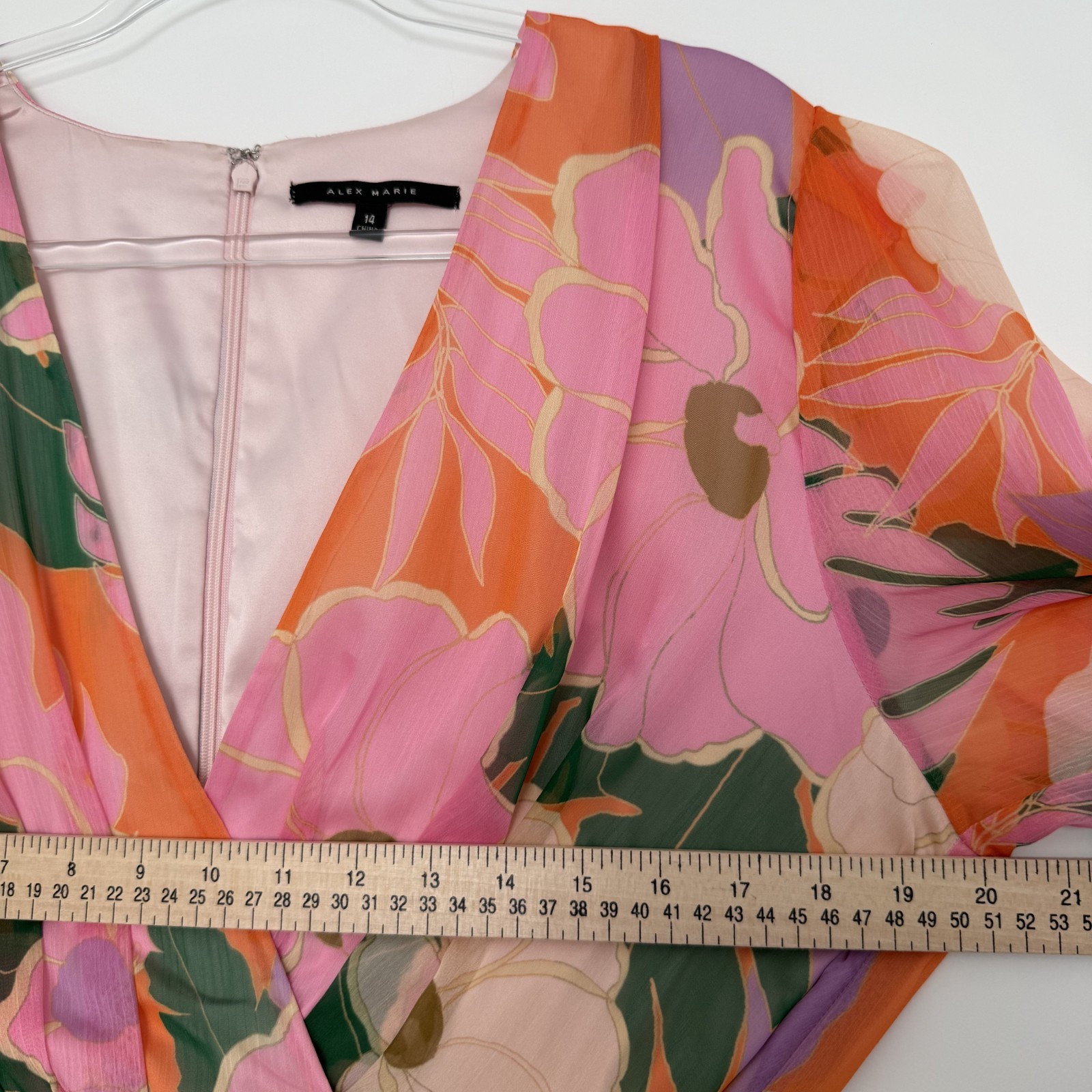 Alex Marie Laurel Chiffon Long Sleeve Mini Wisteria Dress Size 14