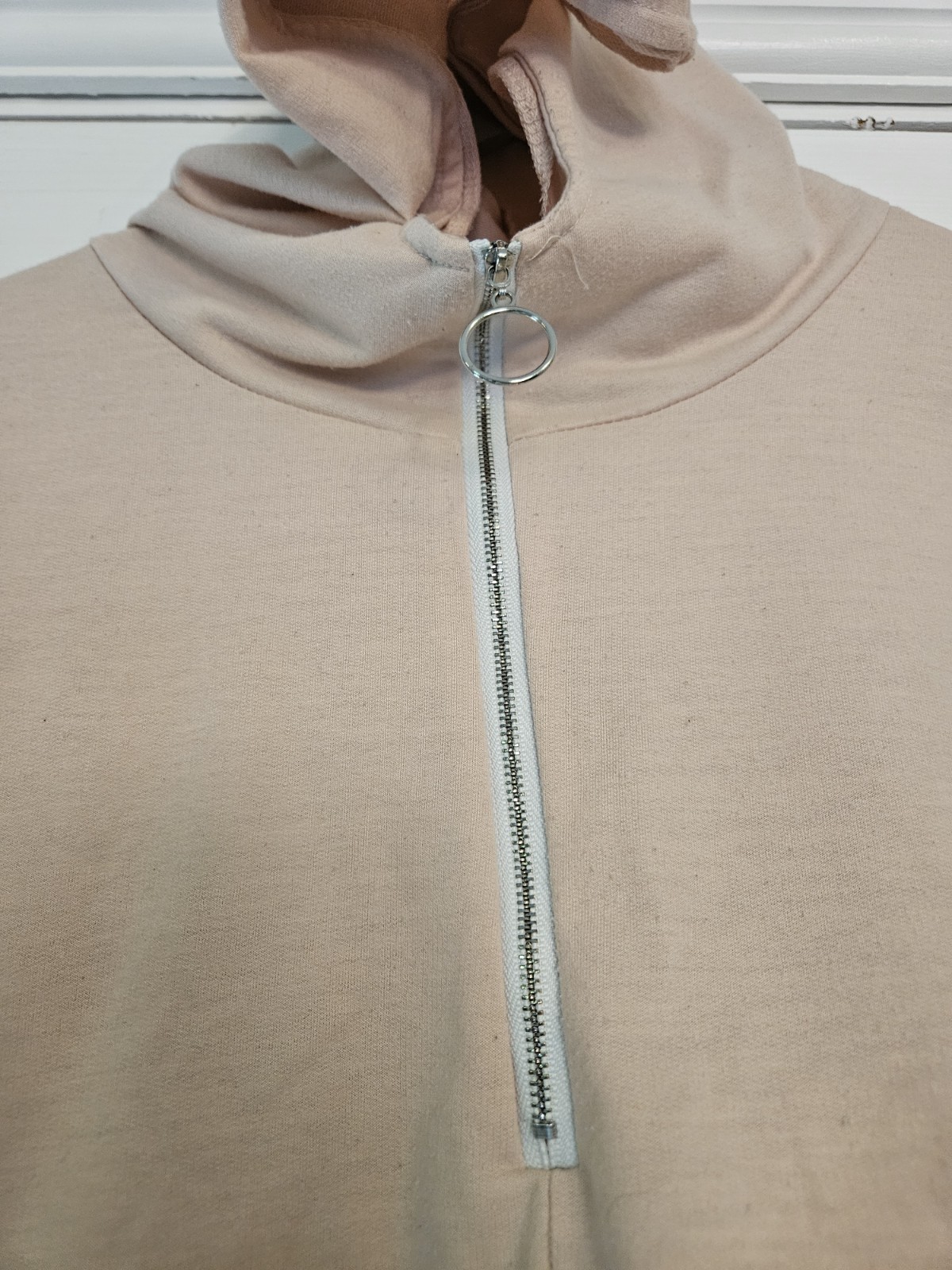 Lightweight summer colour block 1/4 zip hoody pink white black size medium