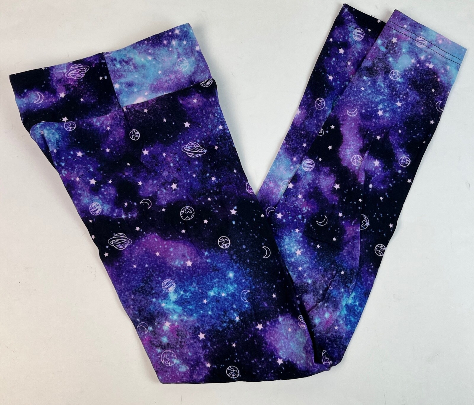 No Boundaries NOBO Juniors Purple Tie Dye Space High Rise Sueded Leggings NWT