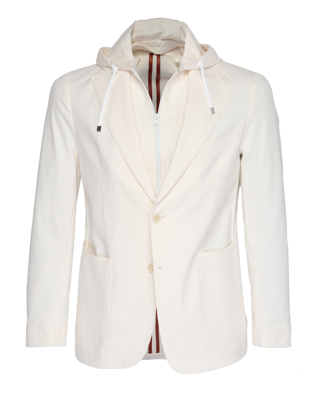 NWT EZZELINO SPORT COAT hooded jacket off-white cotton luxury Italy 48 S