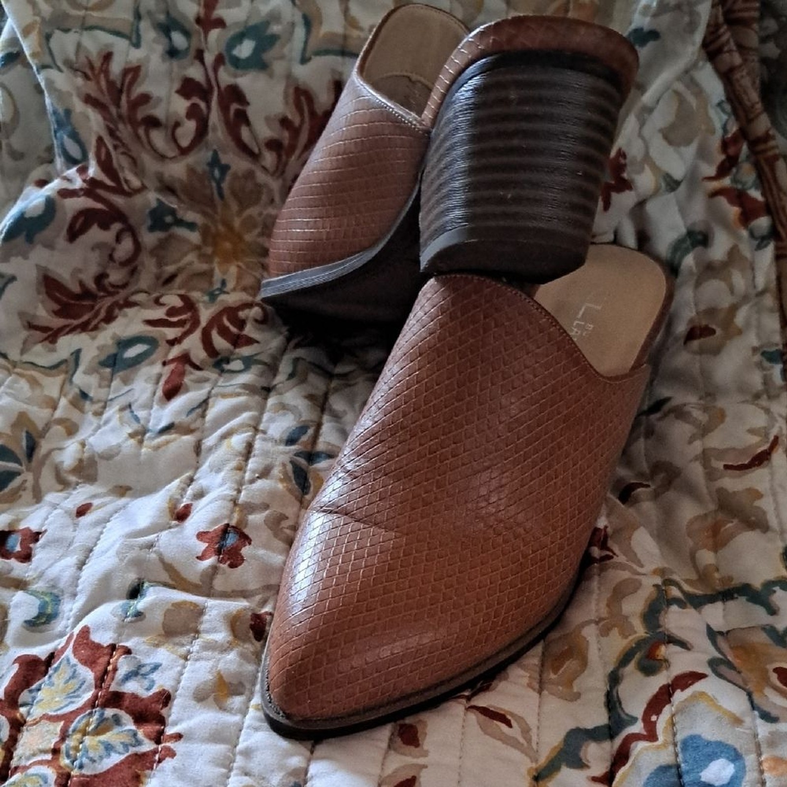 CL by Laundry Brown Mules with Textured Leather