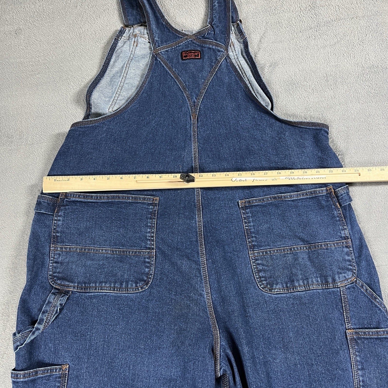 FiveBrother Bib Overalls 38×34 Blue Carpenter Workwear Construction Denim