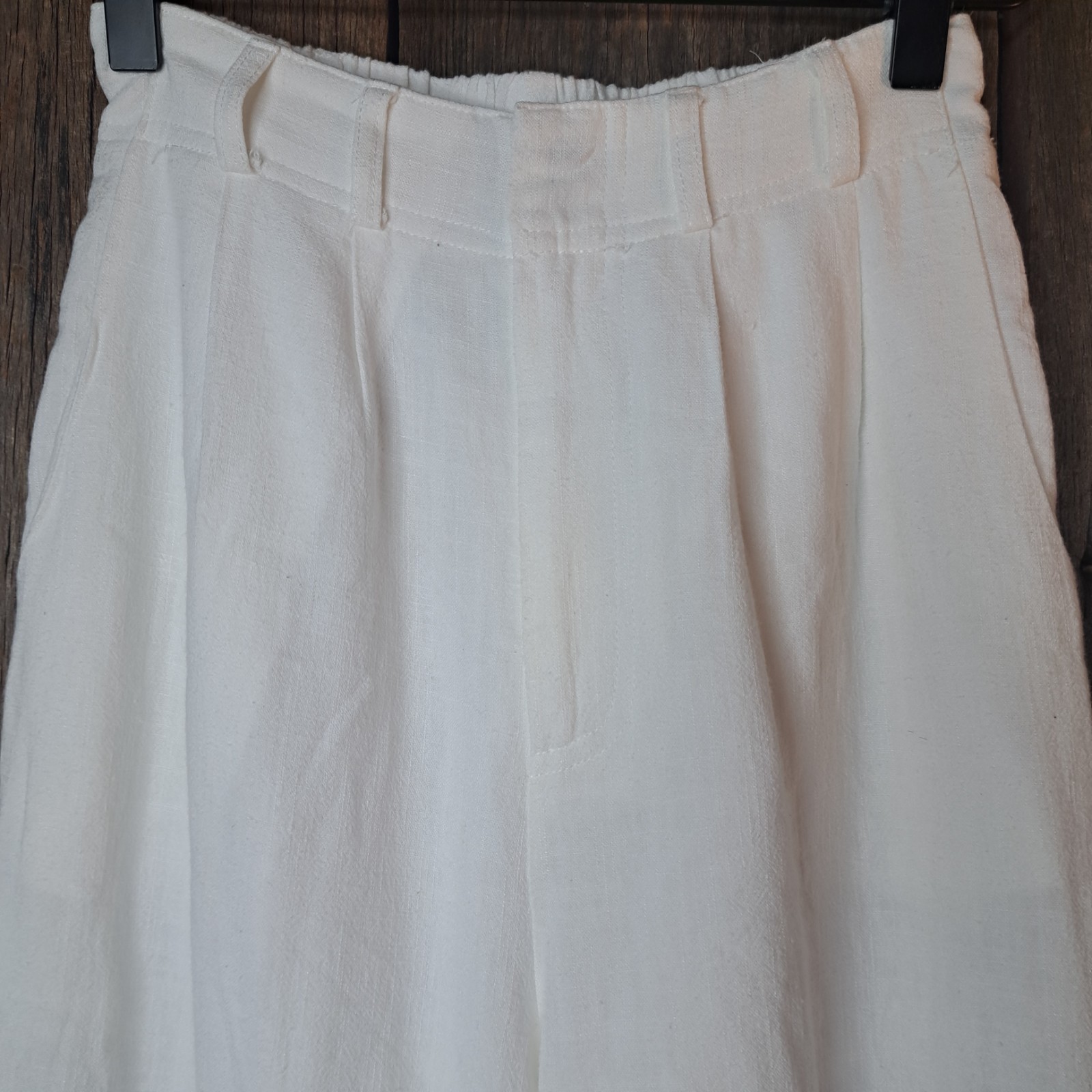 NWT Cottagecore Coastal Grandmother Wide Leg High Waist White Linen Pants Small