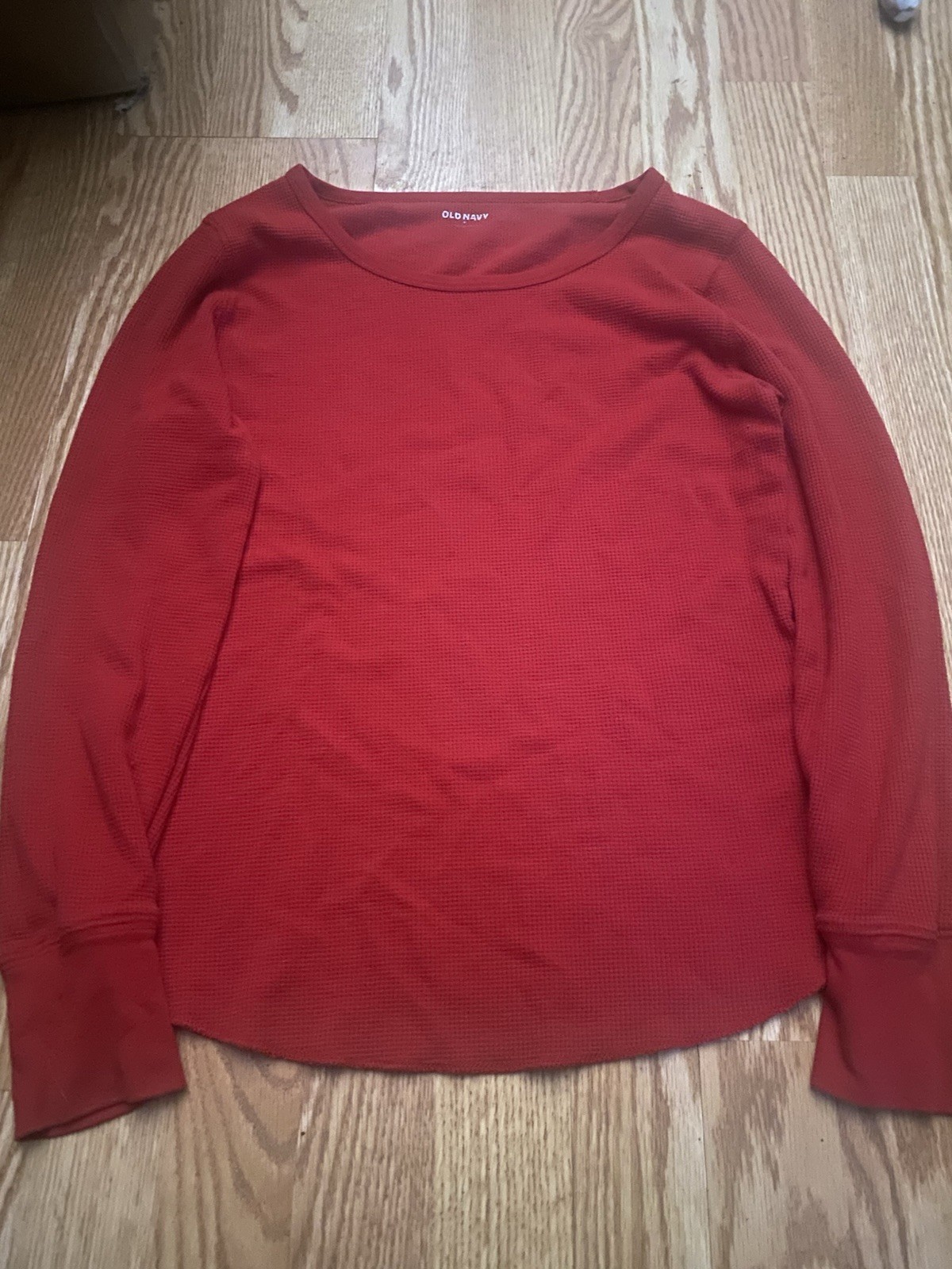 Old Navy Women’s Maternity M Red Solid Knit Scoop Neck Long Sleeve Pullover Top
