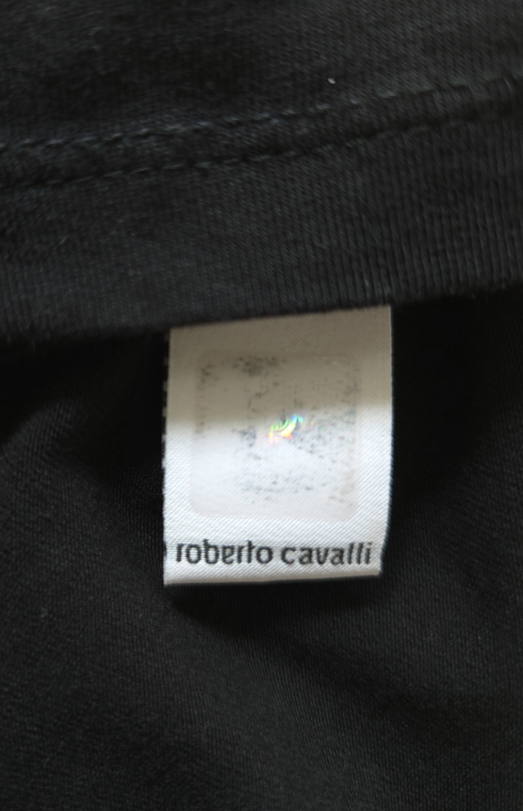 Roberto Cavalli Women Embroidered Monogram Logo Stretch Cotton Black Tee S/M