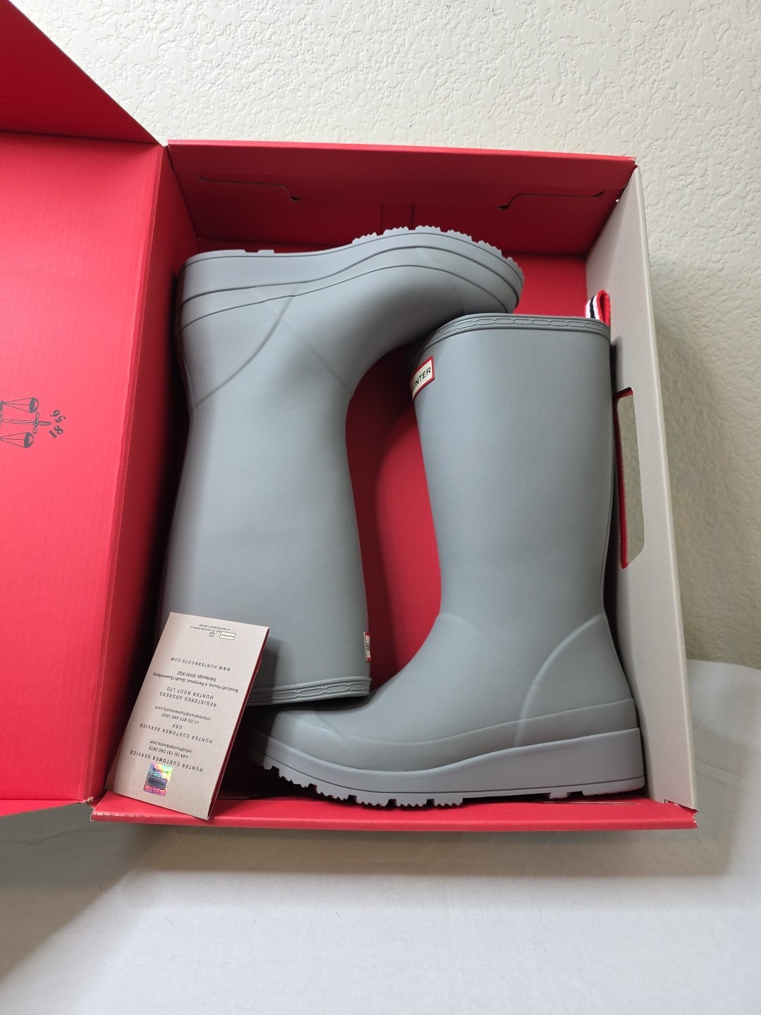 Hunter Women’s Original Insulated Play Tall Boots In Grey US Size 6 !!