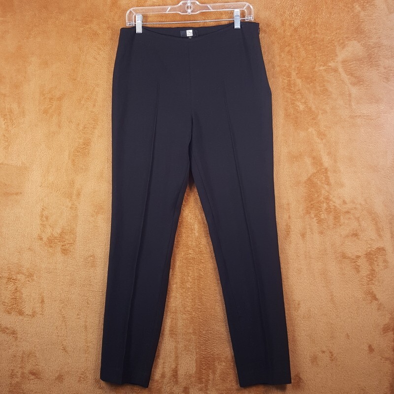 SAKS FIFTH AVE Pants Womens Size 10 Black Single Pleat Straight Leg Side Zip