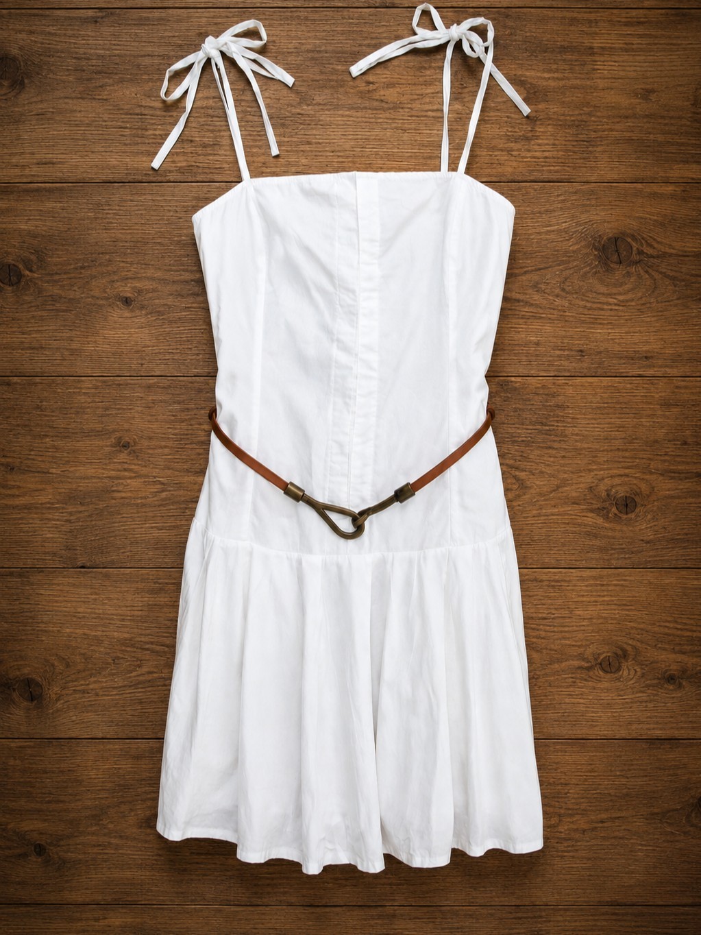 White Cotton Drop Waist Sundress UK 12 Tie Strap Summer Holiday Mini