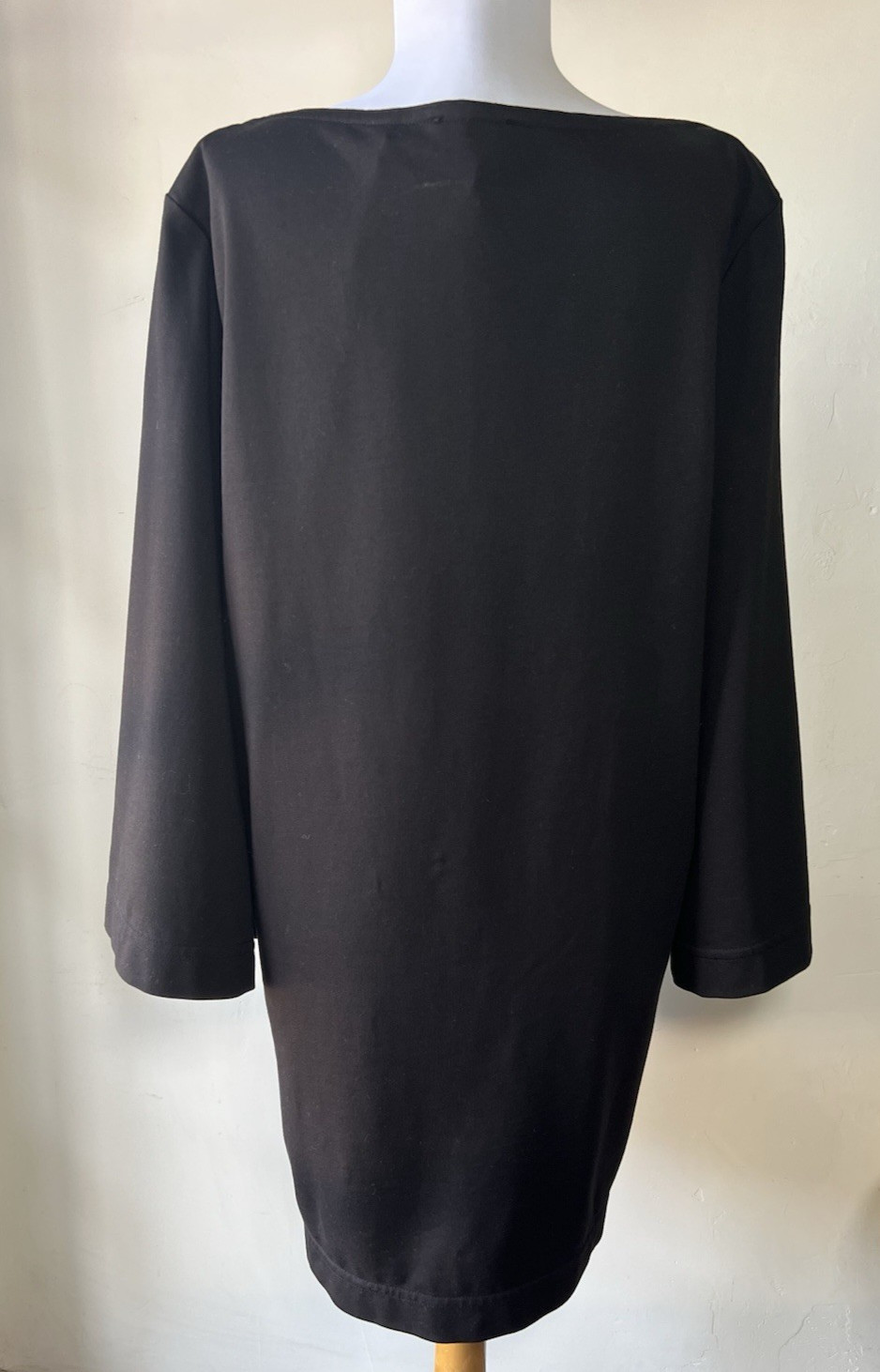 COS Black Organic Cotton Shift Dress M Boat Neck 3/4 Bell Sleeve Minimalist NWT