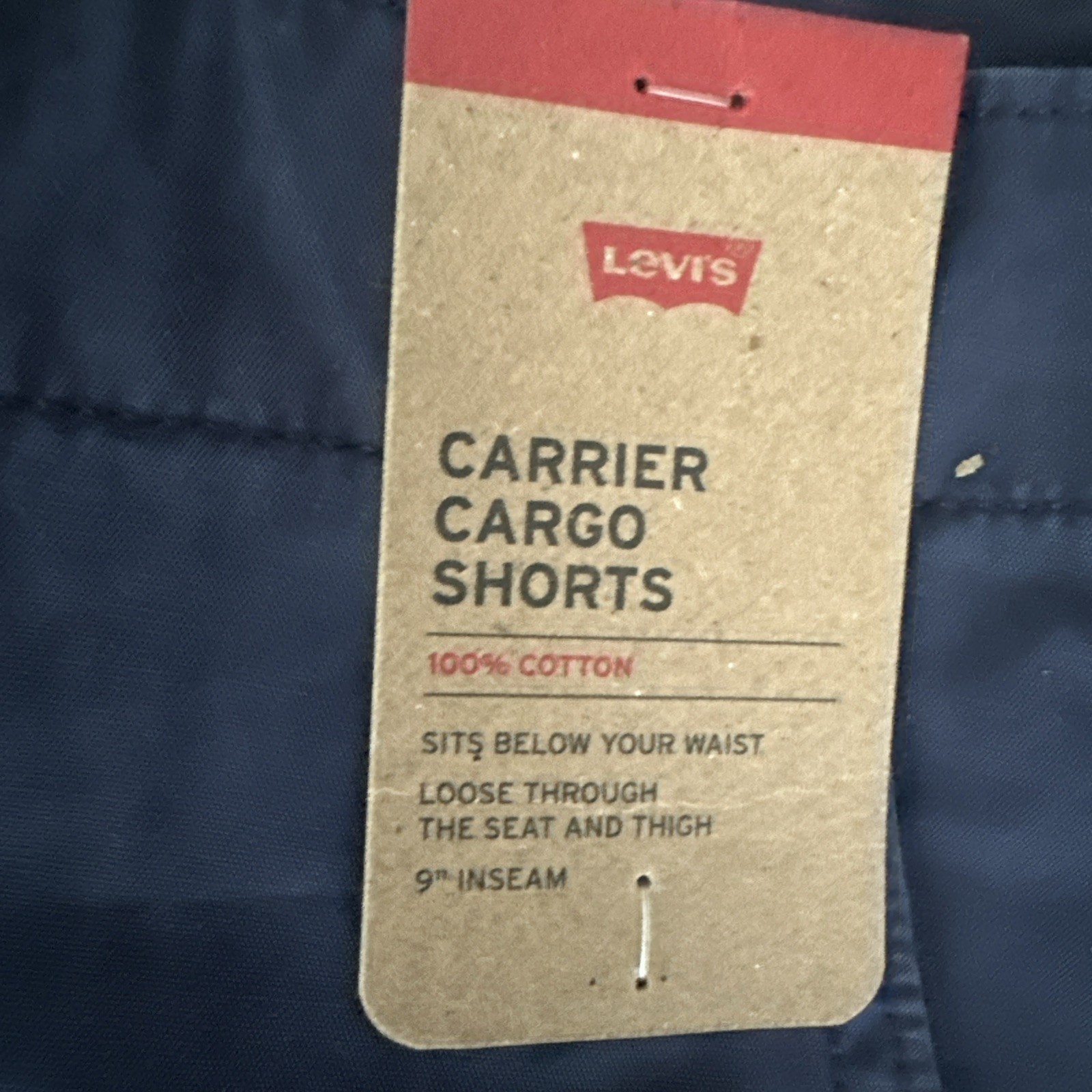 Levis Carrier Cargo Pockets Loose Fit Shorts Dark Blue Men’s Sz. 38 New W Tags
