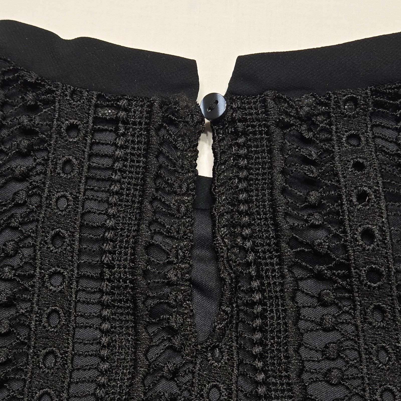 Calligraphie Top Womens Small Black Ruffle Crochet Whimsigoth Balloon Sleeve