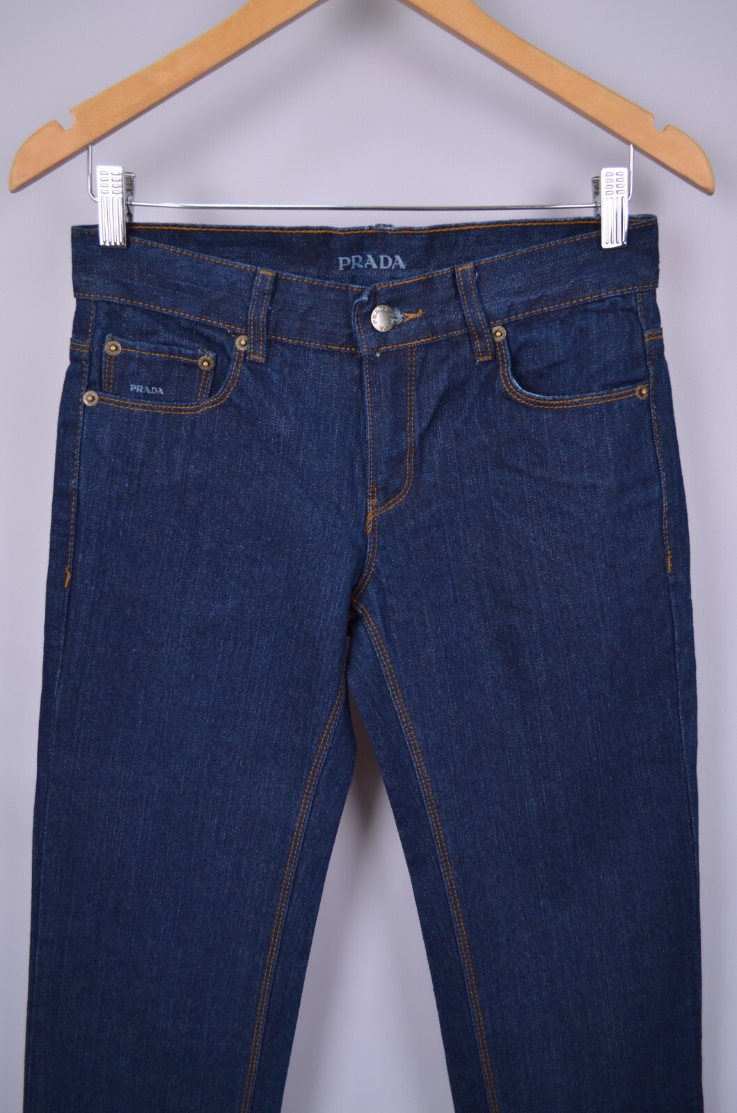 PRADA Denim Womens Jeans Logo Red Tab Nylon Details NWT Size IT 40, 42