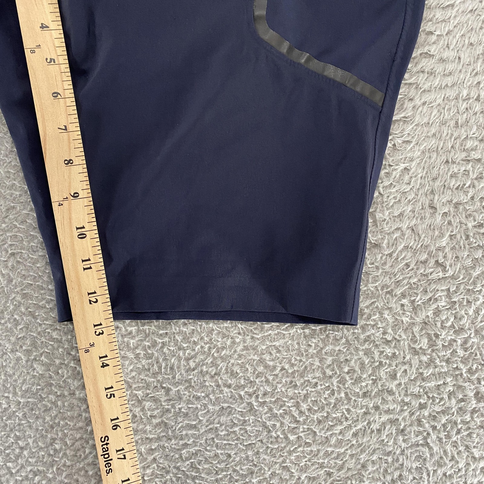 Paskho Shorts Mens XL Navy Blue Tech Stretch Zip Pockets Elastic Waist Drawcord
