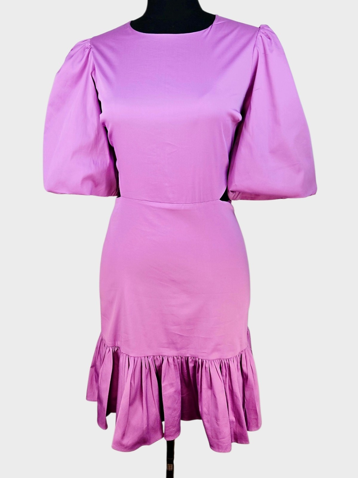 NWT $498 Veronica Beard Iker Dress Vivid Orchid Puff Sleeve Cutout Dress 8