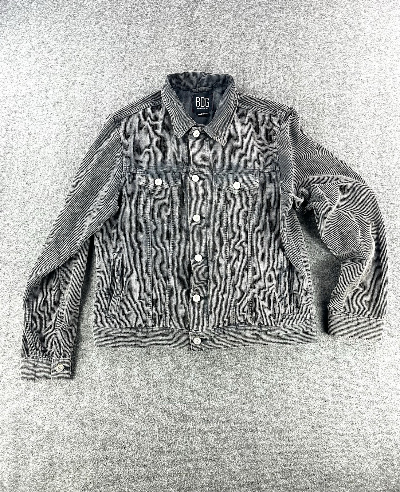 Urban Outfitters BDG Corduroy Trucker Jacket Mens Large Gray Button Up Coat