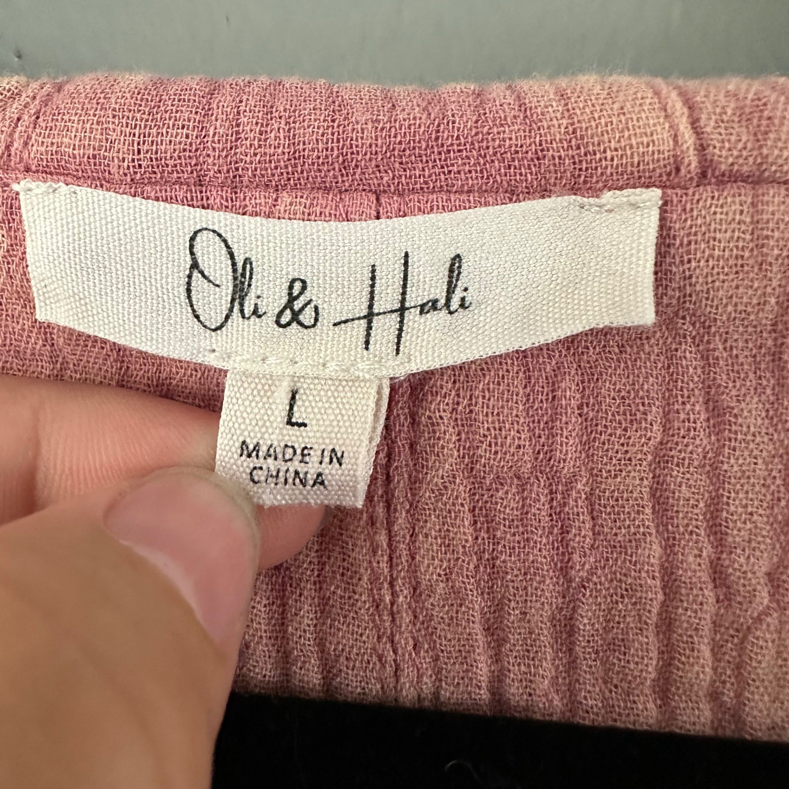 Oli & Hali Pink Muslin 100% Cotton Hooded Jumpsuit LARGE